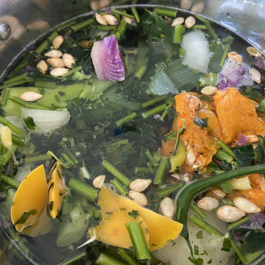 6. broth with vegetable scraps